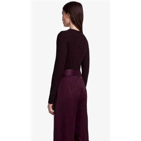 NEW SMYTHE ruched knit top in prune
